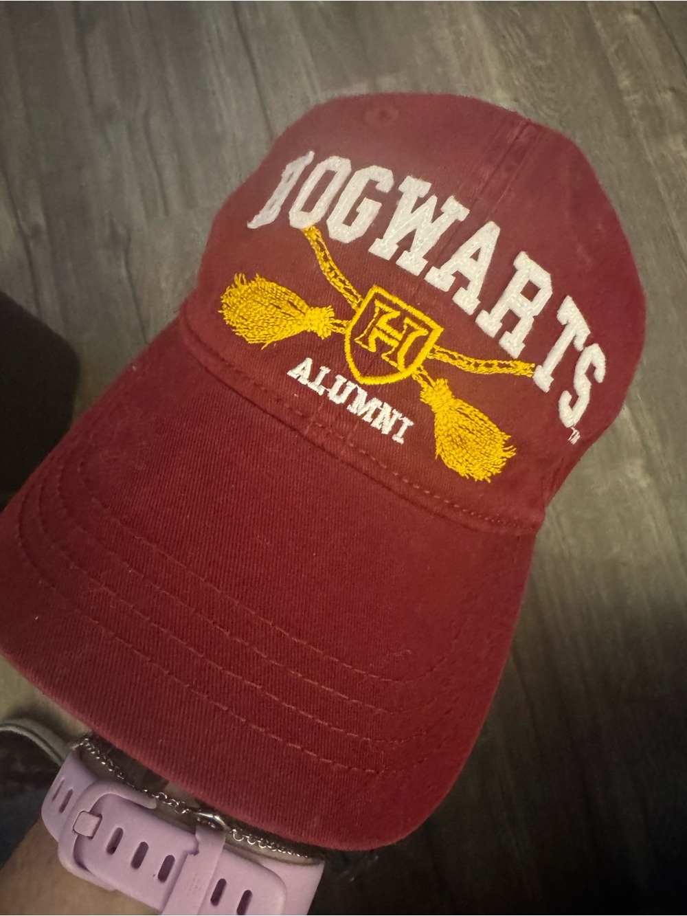 Womens Burgundy Hogwarts Alumni Embroidered Cap